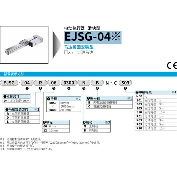 CKD喜開理電動執行器（無馬達型）滑塊型EJSG-04E06R0050NBN-CS03