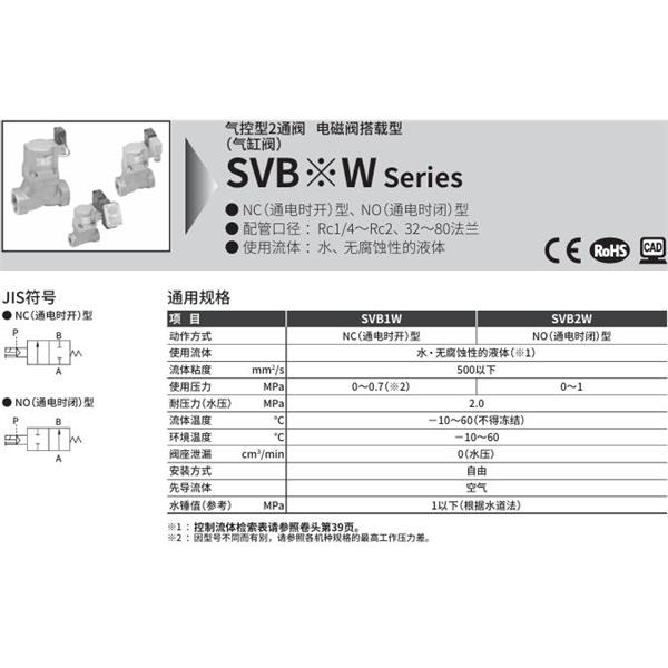 CKD喜開理氣控型2通閥（氣缸閥）SVB2W-15A-02CS-AC100V