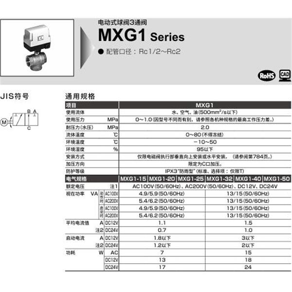 CKD喜開理電動式球閥2?3通閥MXG1-25-H-1