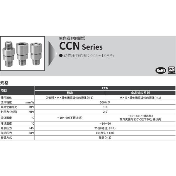 CKD喜開理單向閥（噴嘴型）CCN-08F-B-FP2
